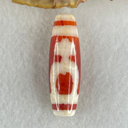 Natural Powerful Tibetan Old Oily Red White Agate 2 Nectar Vessel Dzi Bead Heavenly Master (Tian Zhu) 花蜜容器天珠 8.00g 37.9 by 11.9mm - Huangs Jadeite and Jewelry Pte Ltd