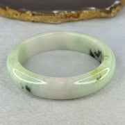 Type A Light Green Lavender Yellow with Moss Green Patches Jadeite Bangle Internal Diameter 57.5mm 72.52g 15.2 by 8.7mm (Very Fine External Rough) - Huangs Jadeite and Jewelry Pte Ltd
