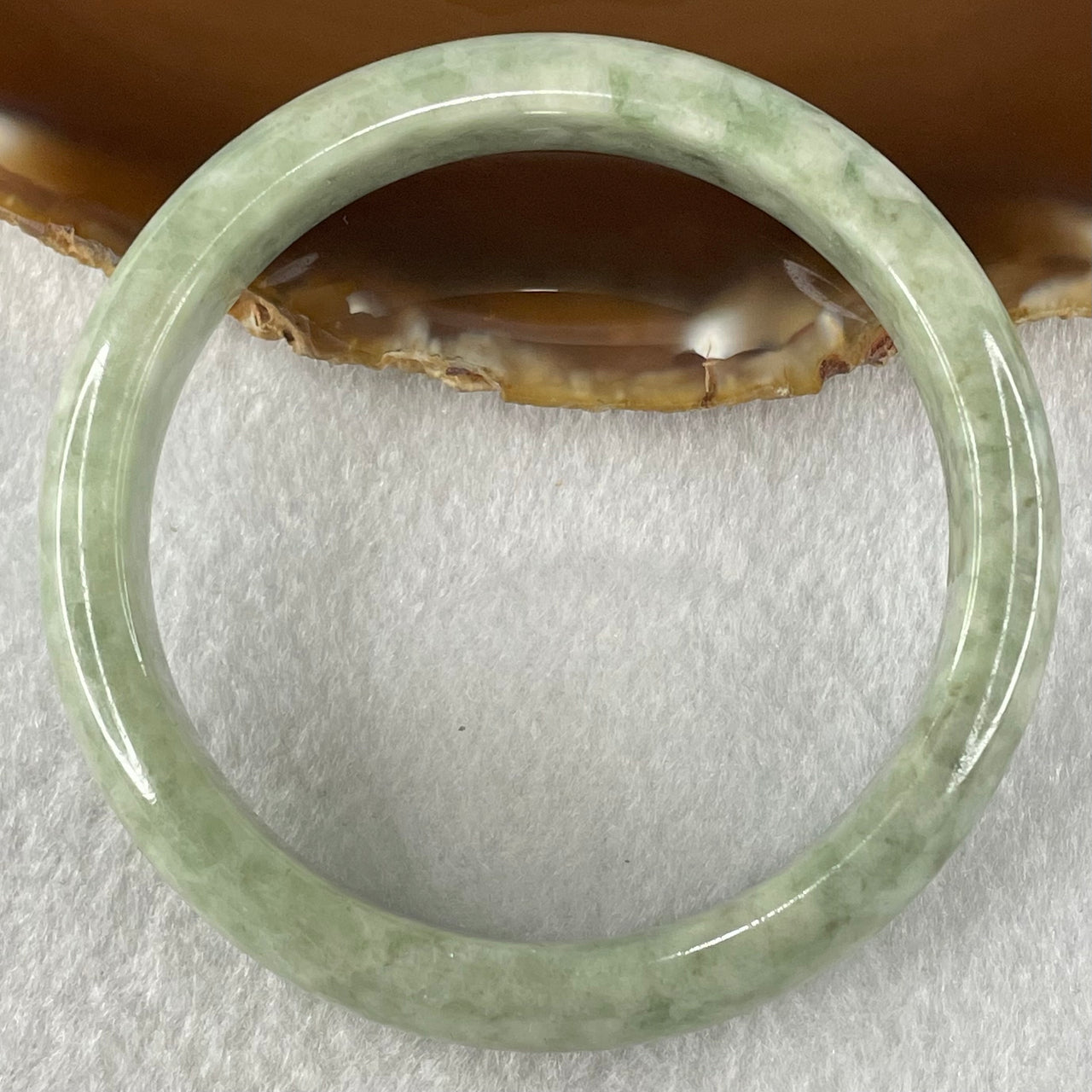 Type A Green Dou Qing Jadeite Bangle 48.94g Internal Diameter 57.7mm 12.6 by 8.4mm (Very Slight External Roughs and Very Slight Internal Lines) - Huangs Jadeite and Jewelry Pte Ltd