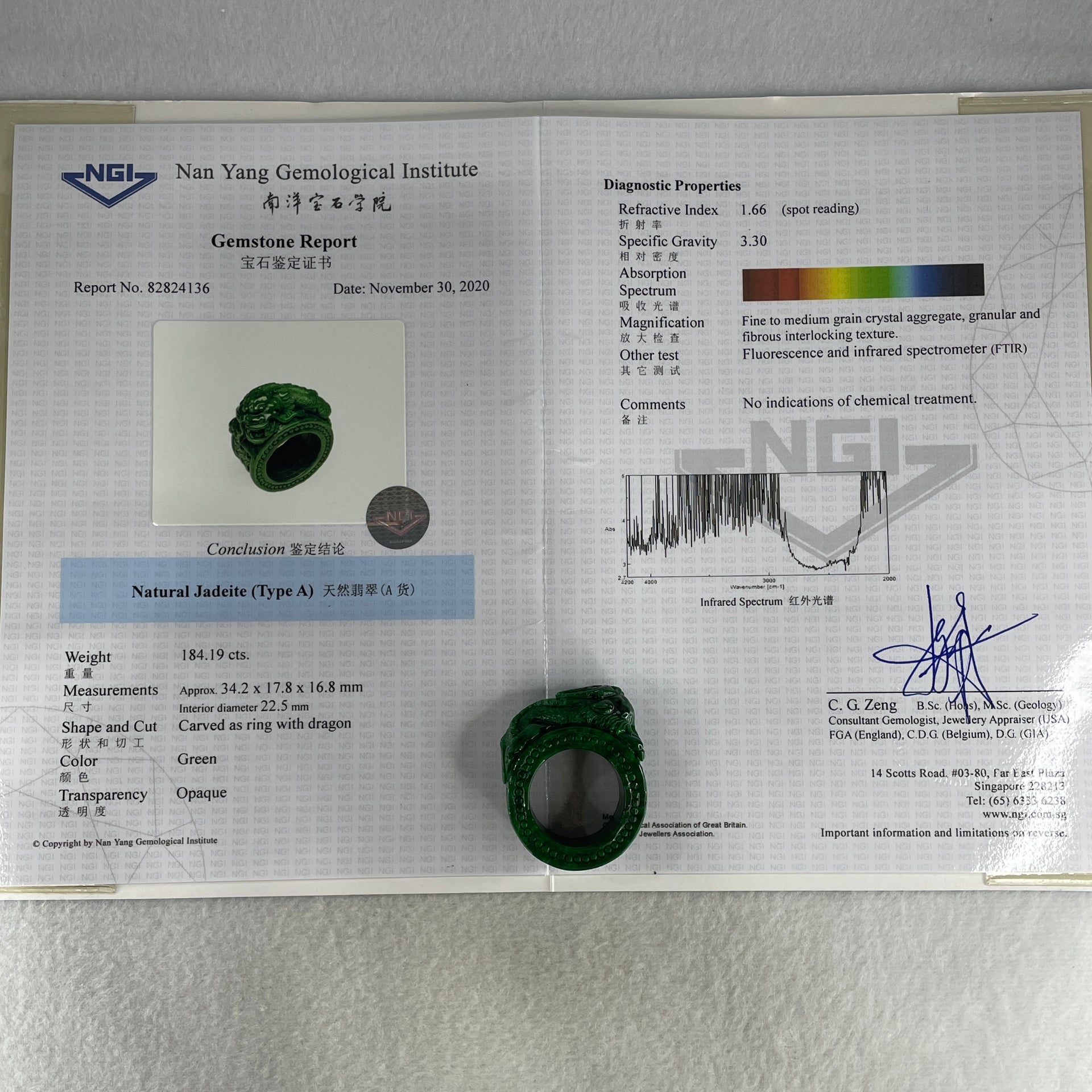 Magnificent Type A Rare Dragon Thumb Ring Jade Jadeite for Authority & Power - Huangs Jadeite and Jewelry Pte Ltd
