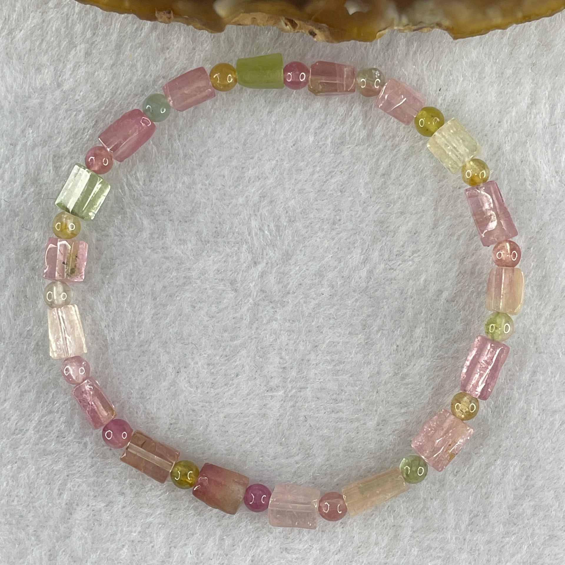 Natural Tourmaline Crystal Barrel Bracelet 6.34g 15.5cm 5.2 by 8.5mm 18Beads - Huangs Jadeite and Jewelry Pte Ltd