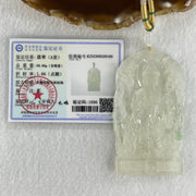 Rare Type A Icy White to Colorless with Green Spot Jadeite Amitabha Buddha with Buddha Double Side and Double Dragon and Elephants Pendant 68.88g 80.5 by 46.3 by 7.9mm - Huangs Jadeite and Jewelry Pte Ltd