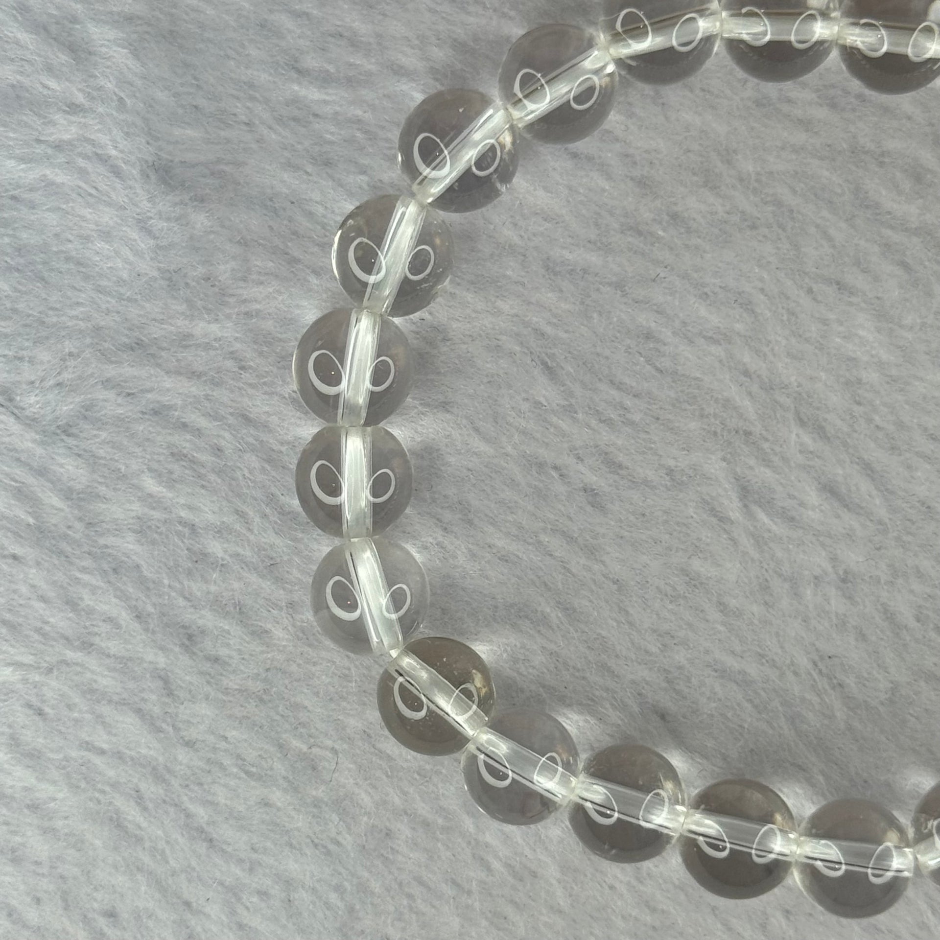 Natural Clear Quartz Bracelet 天然白水晶手链 18.64g 16.5cm 8.4mm 24 Beads - Huangs Jadeite and Jewelry Pte Ltd