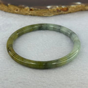 Type A Brownish Green with Green Piao Hua Jadeite Bangle 19.16g Internal Diameter 53.5mm 6.5 by 6.7mm (Slight External Line) - Huangs Jadeite and Jewelry Pte Ltd