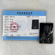 Type A Opaque Black Jadeite Jesus Christ Pendant 45.05g 58.8 by 38.9 by 8.8mm - Huangs Jadeite and Jewelry Pte Ltd