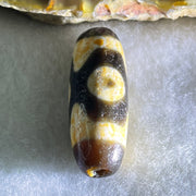 Natural Powerful Tibetan Old Oily Agate 3 Eyes Dzi Bead Heavenly Master (Tian Zhu) 三眼天诛 4.57g 28.2 by 10.4mm - Huangs Jadeite and Jewelry Pte Ltd