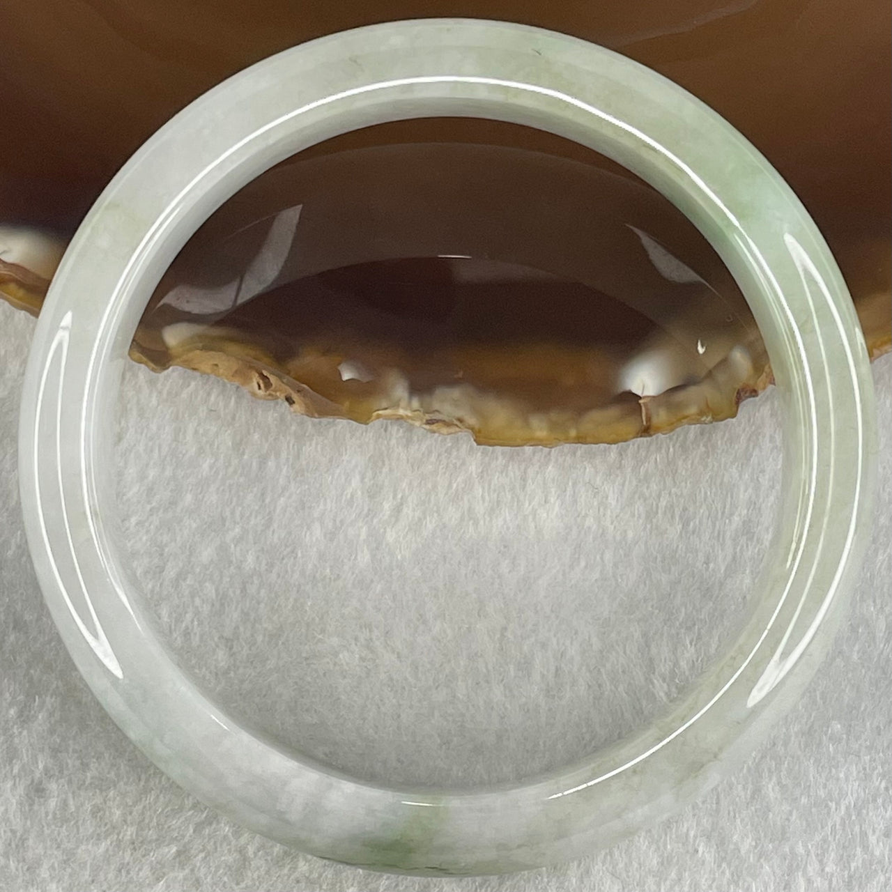 Type A Light Lavender Green Jadeite Bangle 53.33g Internal Diameter 59.3mm 12.3 by 7.6mm (Slight External Line - Huangs Jadeite and Jewelry Pte Ltd