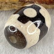 Natural Powerful Tibetan Old Oily Dark Brown With White Agate 3 Eyes Dzi Bead Heavenly Master (Tian Zhu) 三眼天诛 4.66g 17.8 by 12.9mm - Huangs Jadeite and Jewelry Pte Ltd