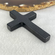 Type A Opaque Black Jadeite Cross Pendant 22.53g 64.7 by 41.6 by 7.7mm - Huangs Jadeite and Jewelry Pte Ltd