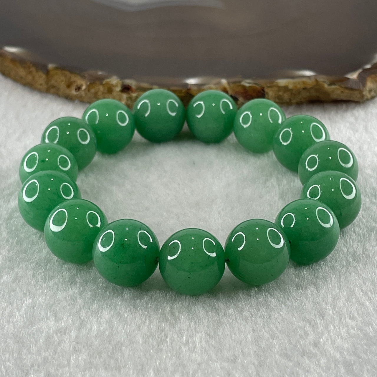 Natural Green Aventurine Beads Bracelet 60.88g 17cm 14.4mm 15 Beads - Huangs Jadeite and Jewelry Pte Ltd