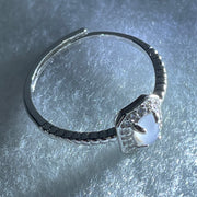 Type A Semi Icy Lavender Cabochon Jadeite in S925 Sliver Ring (Adjustable Size) 1.35g 5.6 by 4.2 by 2.0mm - Huangs Jadeite and Jewelry Pte Ltd