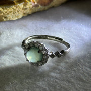 Type A Icy Blueish Green Jadeite with Crystals in S925 Sliver Ring (Adjustable Size) 1.77g 6.9 by 3.0mm - Huangs Jadeite and Jewelry Pte Ltd