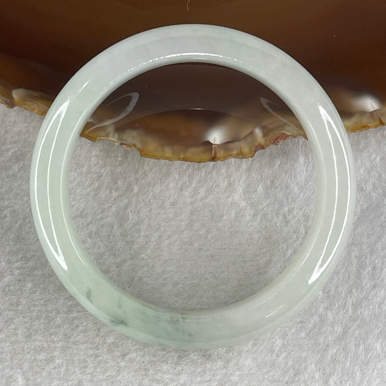 Certified Type A Light Green with Green Piao Hua Jadeite Bangle Internal Diameter 50.6mm 40.98g 11.2 by 7.6mm (Close to Perfect ) - Huangs Jadeite and Jewelry Pte Ltd