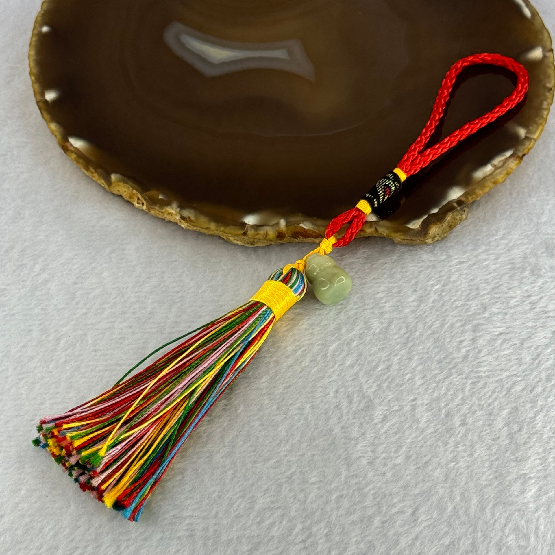 Type A Green Jadeite Hulu Charm Display 7.58g 13.9 by 10.8mm - Huangs Jadeite and Jewelry Pte Ltd