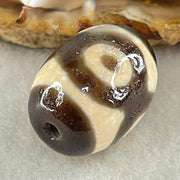 Natural Powerful Tibetan Old Oily Agate 3 Eyes Dzi Bead Heavenly Master (Tian Zhu) 三眼天诛 7.61g 20.1 by 16.1mm - Huangs Jadeite and Jewelry Pte Ltd