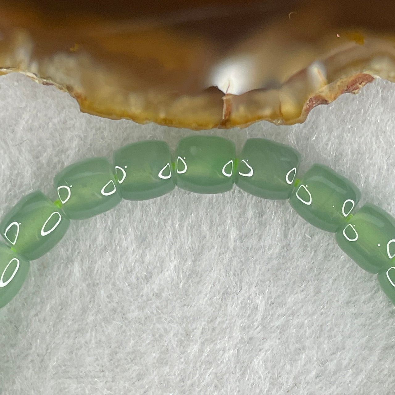 Natural Type A Semi Icy Light Blueish Green Jadeite Lulutong Beads Bracelet 16.01g 16cm 6.4mm 28 Beads