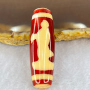 Natural Powerful Tibetan Old Oily Red and Yellowish White Agate Guan Yin Dzi Bead Heavenly Master (Tian Zhu) 观音天诛 8.34g 37.9 by 11.9mm - Huangs Jadeite and Jewelry Pte Ltd