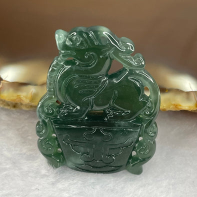 Type A Semi Icy Blueish Green Jadeite Pixiu 28.7 by 22.2 by 3.9 mm 5.22g - Huangs Jadeite and Jewelry Pte Ltd