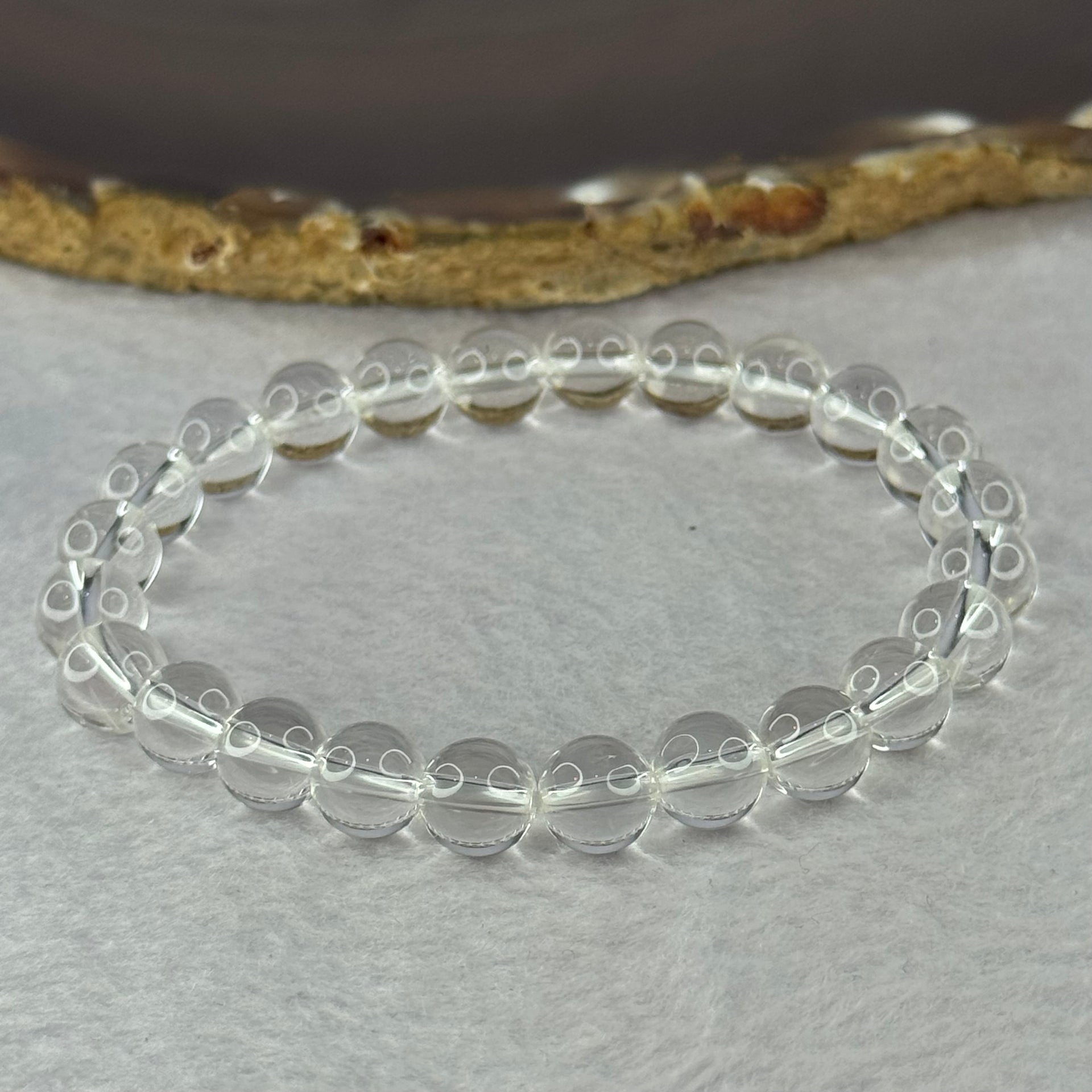 Natural Clear Quartz Bracelet 天然白水晶手链 18.56g 16.5cm 8.4mm 24 Beads - Huangs Jadeite and Jewelry Pte Ltd