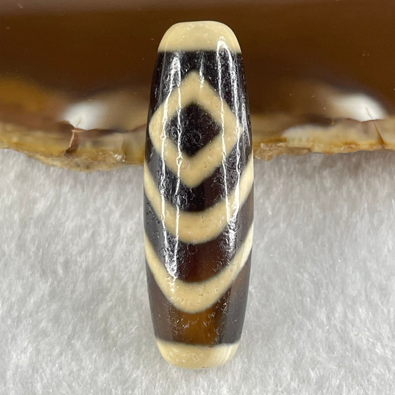 Natural Powerful Tibetan Old Oily Water Pattern One Eye Vajra With Nectar Vessel Treasure Bottle Agate Bead Heavenly Master (Tian Zhu) 天珠 8.83g 38.0 by 12.3mm - Huangs Jadeite and Jewelry Pte Ltd