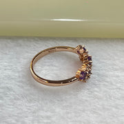 Natural Deep Purple Amethyst with Crystals in S925 Sliver Rose Gold Colour Ring 1.62g US6 HK13 3.0 by 2.0mm  9pcs - Huangs Jadeite and Jewelry Pte Ltd