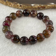 Good Grade special Dark Bi/Tri Color Natural Tourmaline Crystal Bracelet 电气石 37.34g 16cm 11.2mm 17 Beads - Huangs Jadeite and Jewelry Pte Ltd