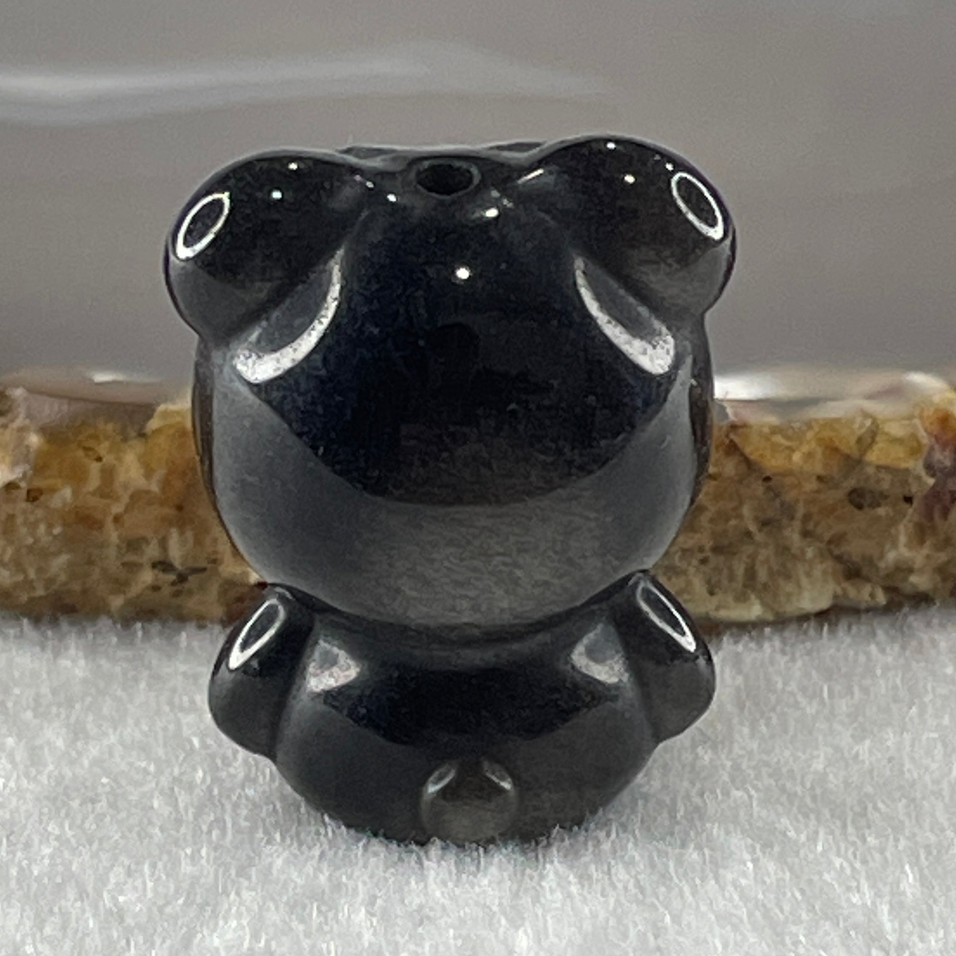 Black Obsidian Labubu Charm Display 14.77 by 28.8 by 21.9 by 19.3mm - Huangs Jadeite and Jewelry Pte Ltd