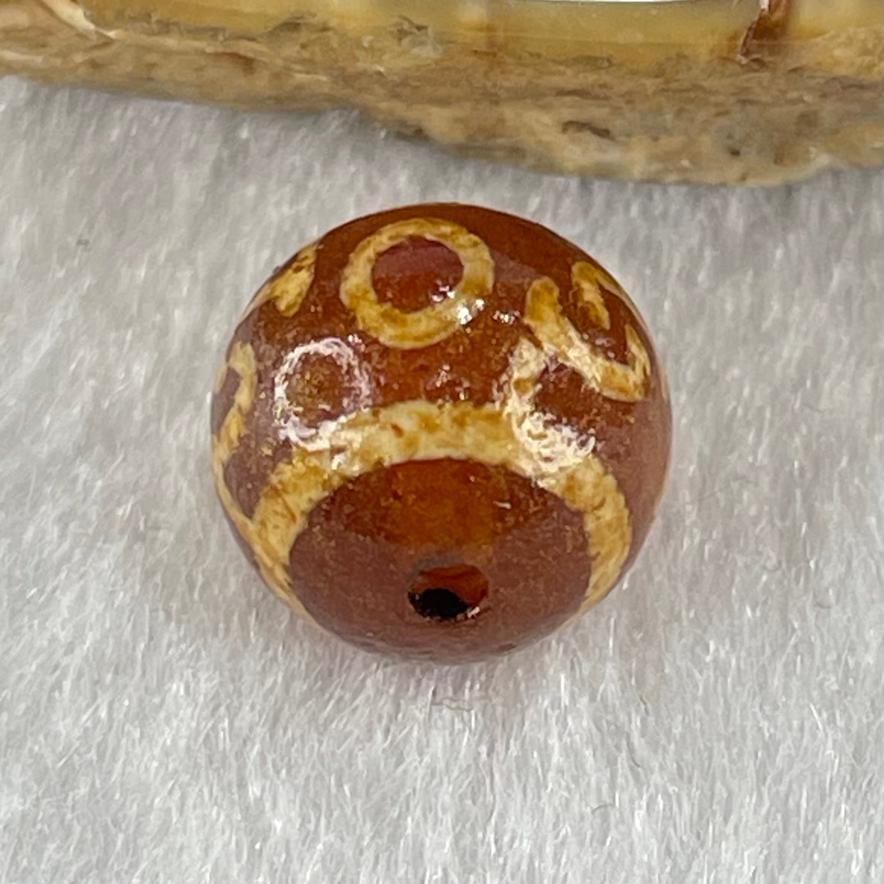 Natural Powerful Tibetan Old Oily Agate 3 Eyed Dharma Vajra Dzi Bead Heavenly Master (Tian Zhu) 三眼金刚杵天珠 1.44g 10.2 by 10.3mm - Huangs Jadeite and Jewelry Pte Ltd