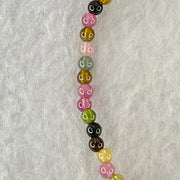 Natural Tourmaline Beads with Melon Charm in S925 Sliver Gold Color Bracelet 4.06g 16cm 9.4 by 6.9mm - Huangs Jadeite and Jewelry Pte Ltd