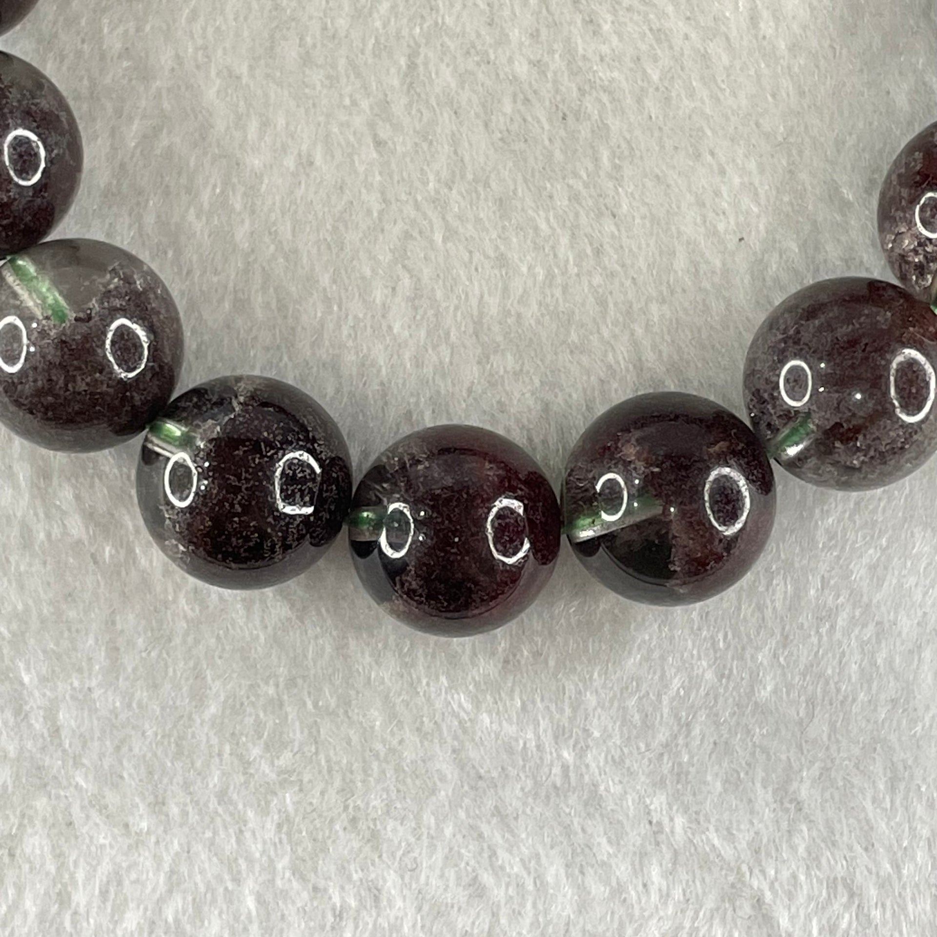 Good Grade Natural Red Phantom Quartz Beads Bracelet 49.21g 16.5cm 13.2mm 16 Beads - Huangs Jadeite and Jewelry Pte Ltd
