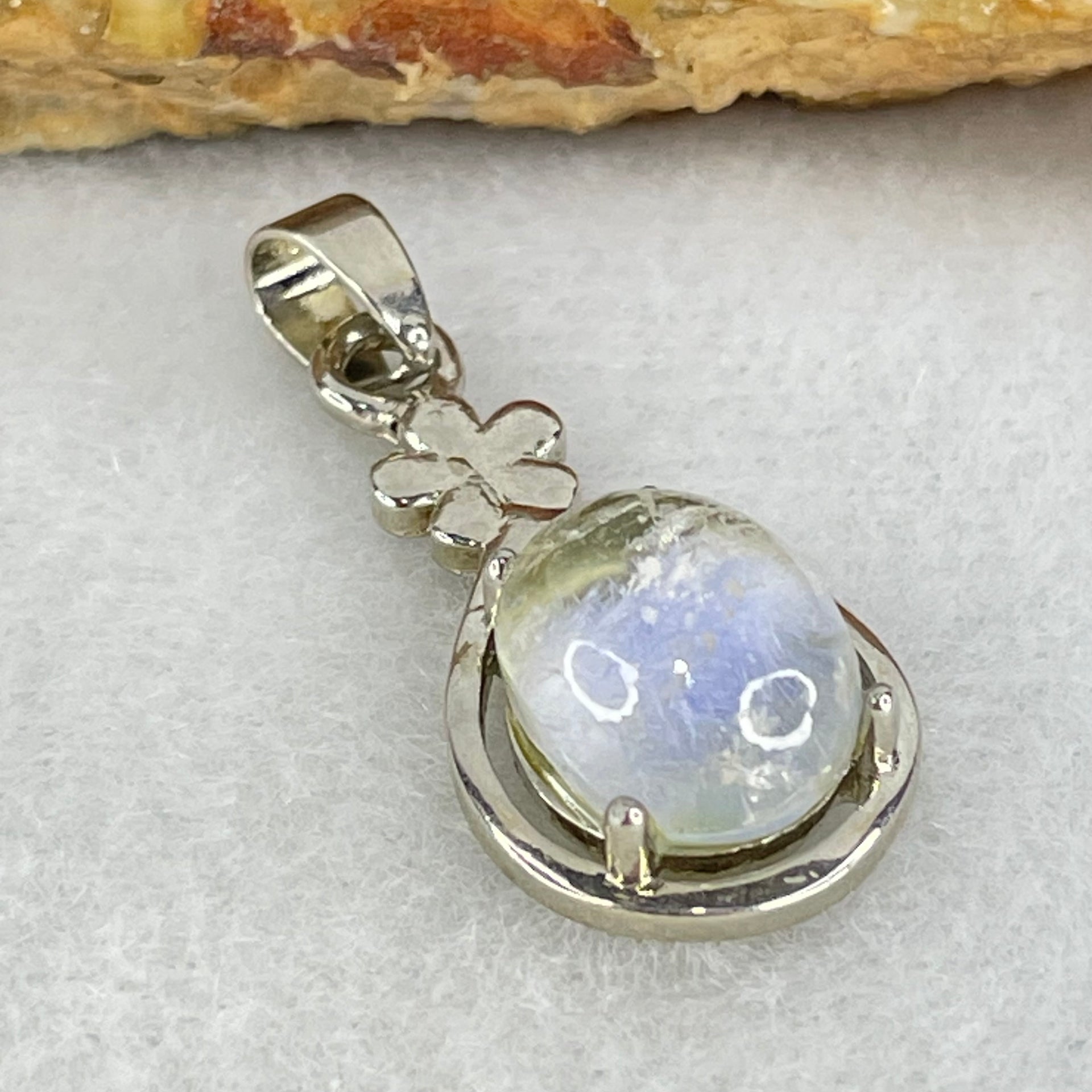Good Grade Rare Natural Blue Dumortierite Rutilated Quartz in S925 Pendant 2.65g 10.9 by 8.8 by 6.5mm - Huangs Jadeite and Jewelry Pte Ltd