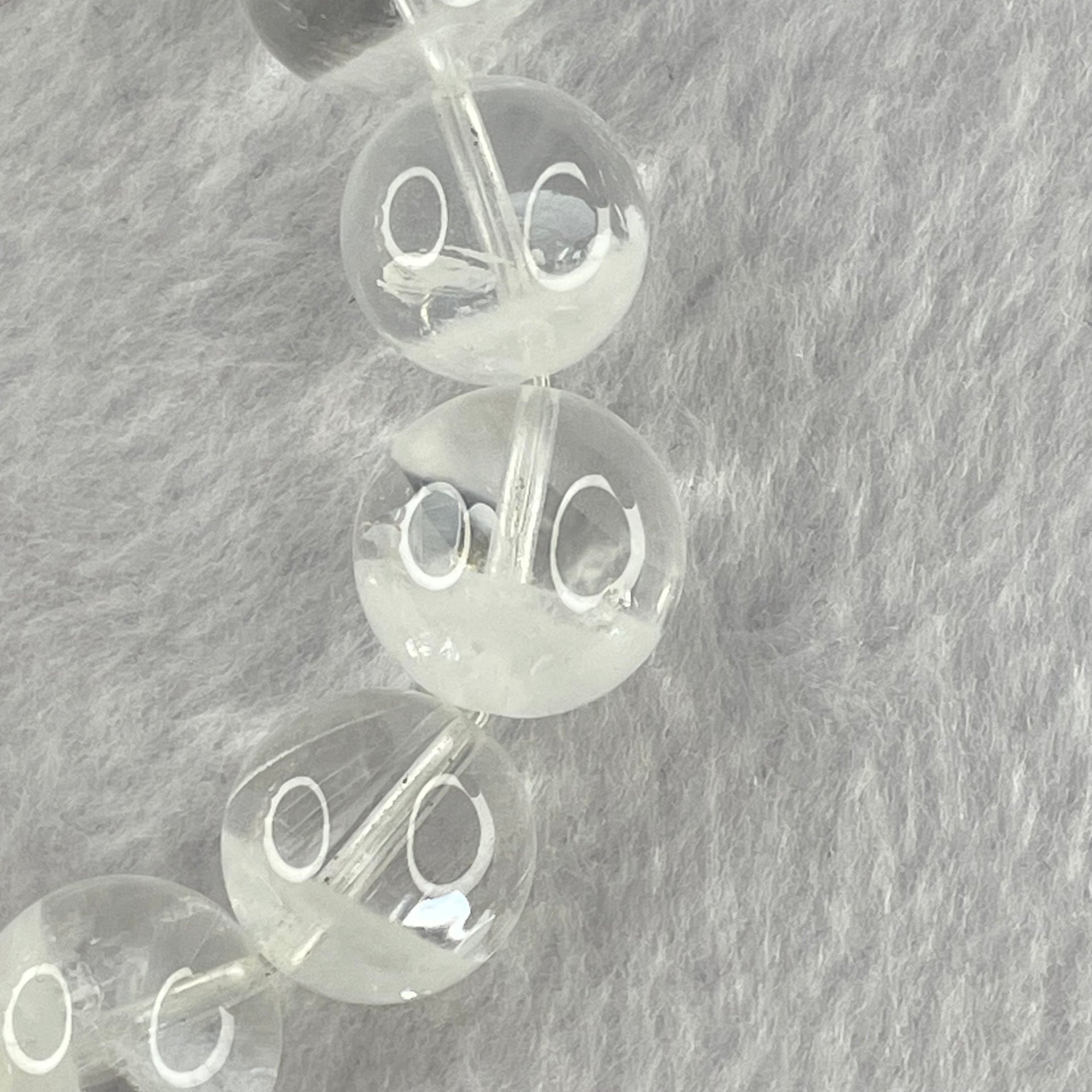 Natural White Phantom Quartz Beads Bracelet 52.69g 18.5cm 13.9mm 16 Beads - Huangs Jadeite and Jewelry Pte Ltd