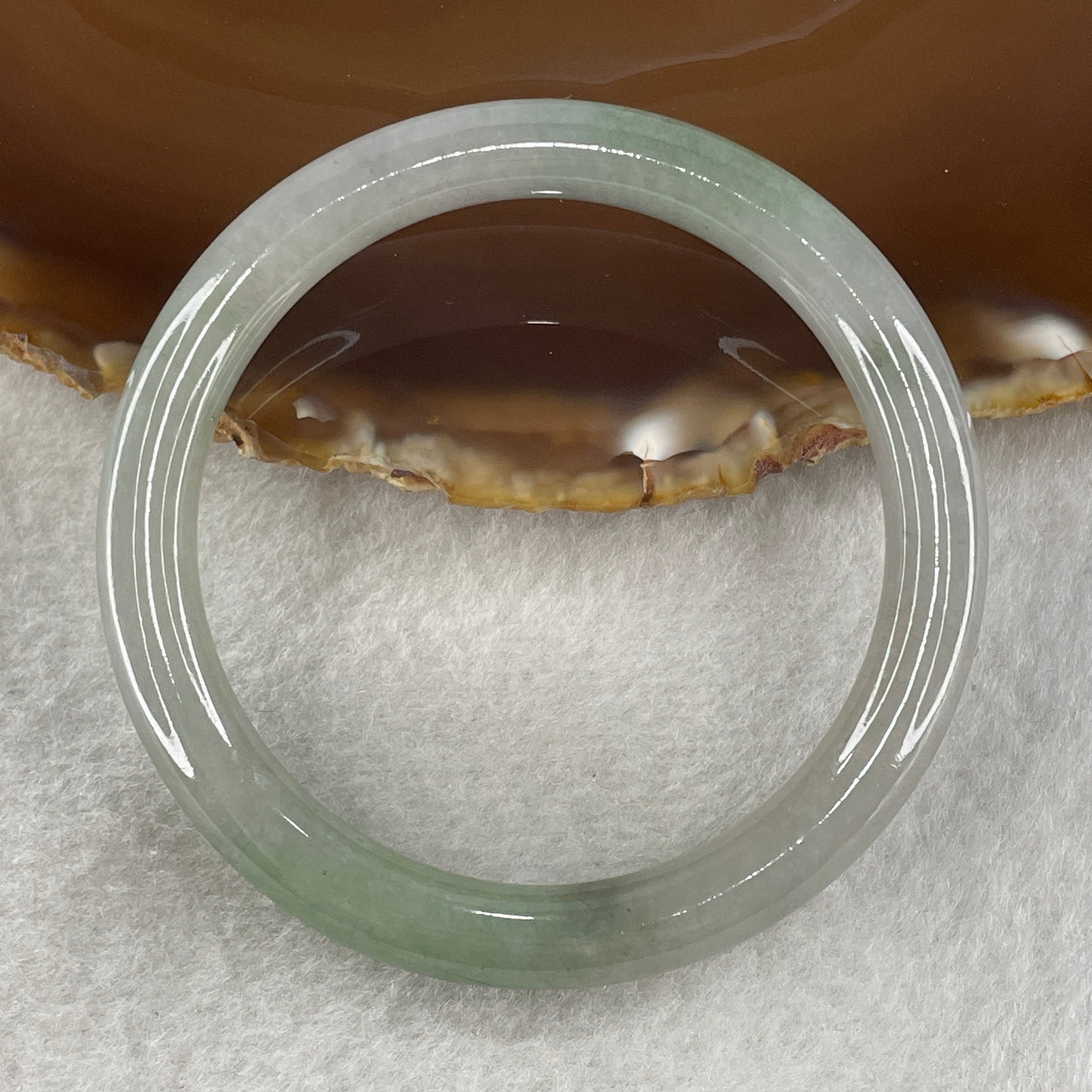 Type A Green with Wuji Lavender Jadeite Bangle Internal Diameter 51.3mm 31.15g 8.4 by 7.6mm (Very Slight Internal Lines) - Huangs Jadeite and Jewelry Pte Ltd