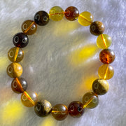 Natural Mixed Color Amber Beads Bracelet 9.41g 15.5cm 9.9mm 19 Beads - Huangs Jadeite and Jewelry Pte Ltd