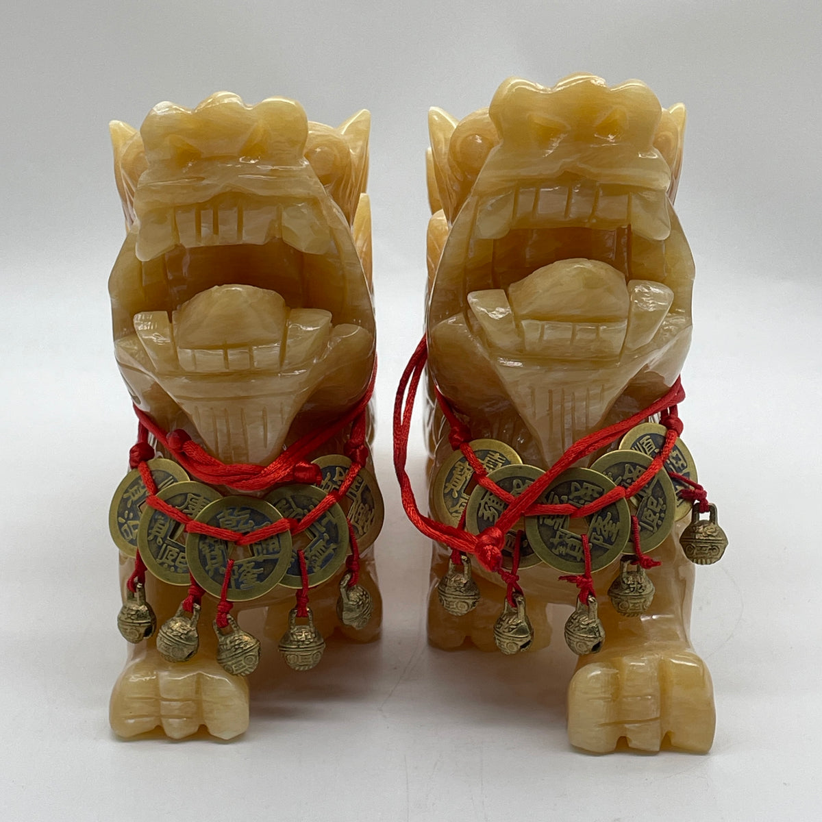 4,561.1g Grand-Scale Natural Yellow Calcite Double-Headed Pixiu Pair | Sovereign Imperial Feng Shui Guardians | Ultimate Solar Wealth Manifestation, Cash Flow Alignment & Success Centerpiece (67.5x230x145mm)