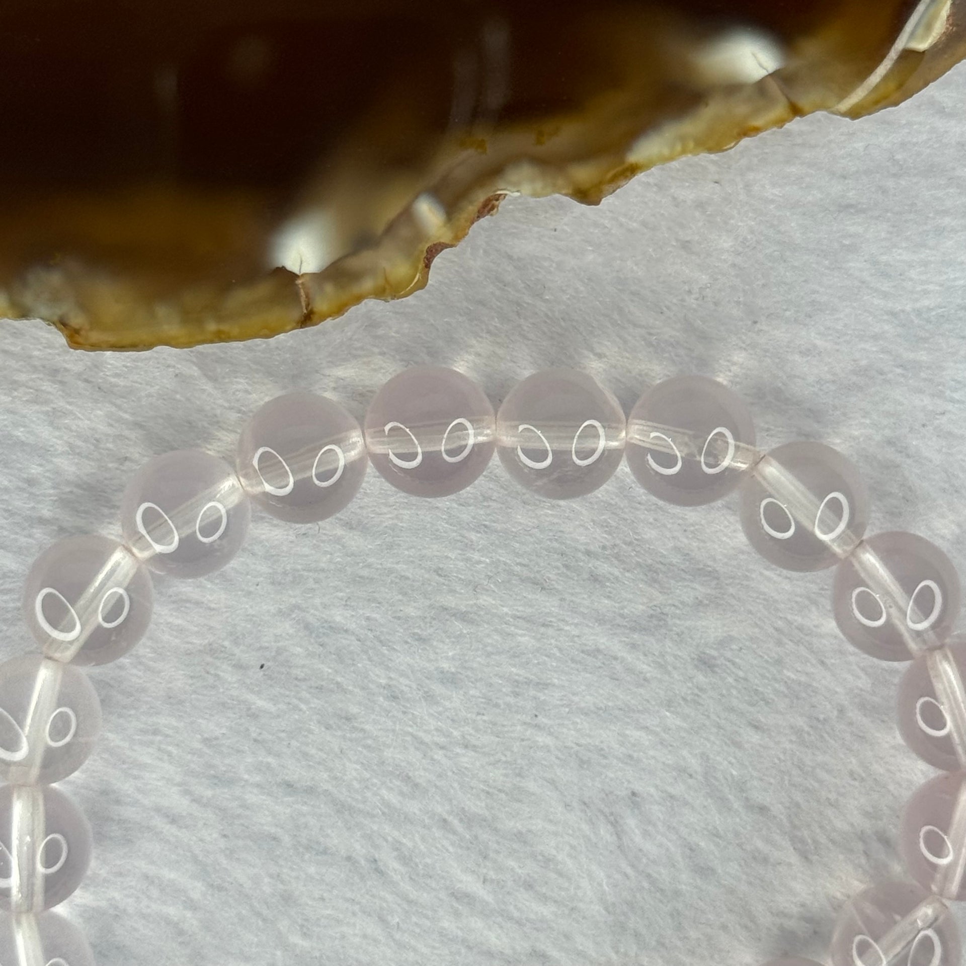 Natural Rose Quartz Beads Bracelet 天然玫瑰石英珠手链 23.44g 16.5cm 9.4mm 21 Beads - Huangs Jadeite and Jewelry Pte Ltd