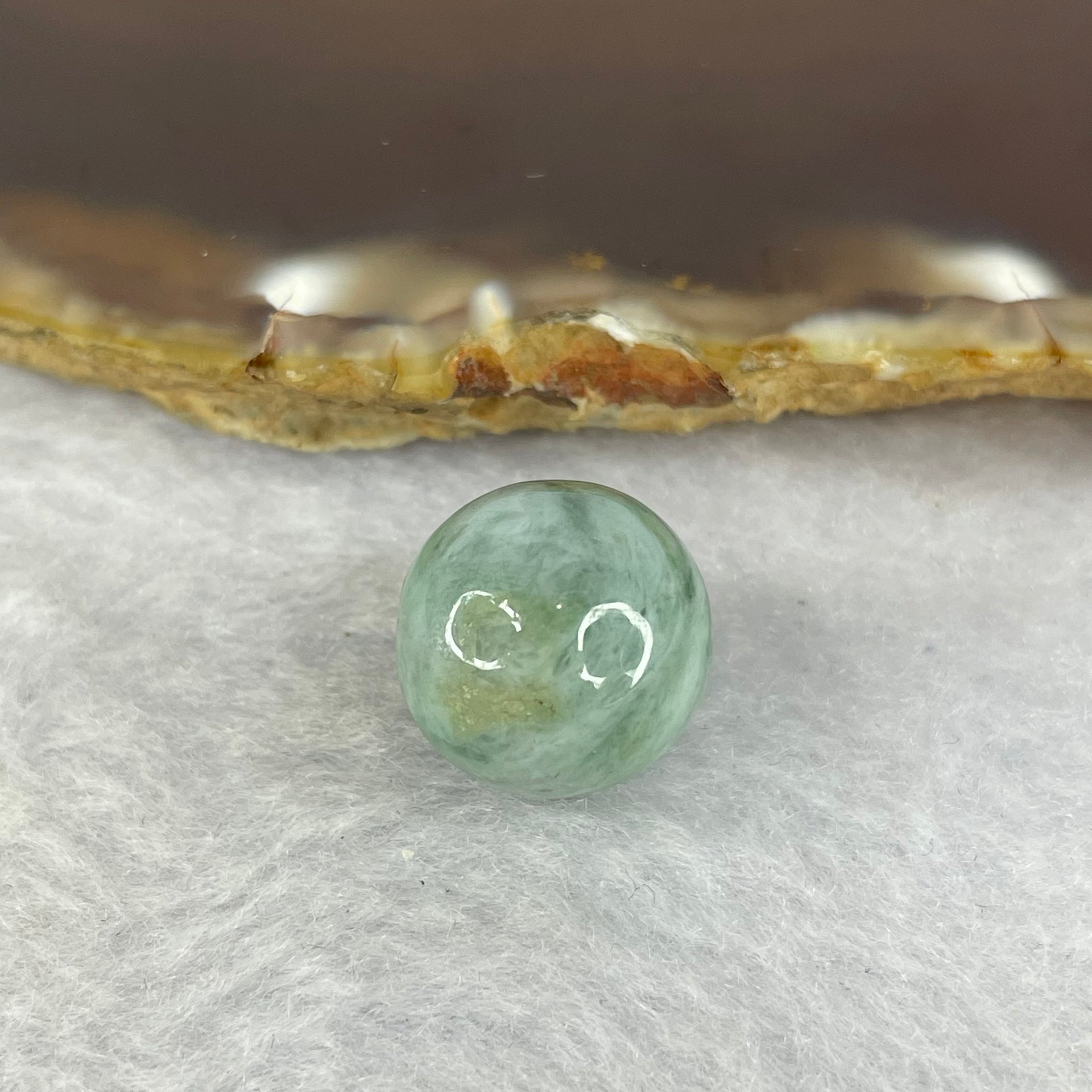 Type A Green Piao Hua Jadeite Bead 4.47g 13.9 by 13.7mm - Huangs Jadeite and Jewelry Pte Ltd