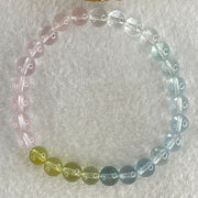 Very Very High Grade Transparent Natural Morganite Beryl Beads Bracelet 13.78g 16cm 7.3mm 27 Beads - Huangs Jadeite and Jewelry Pte Ltd