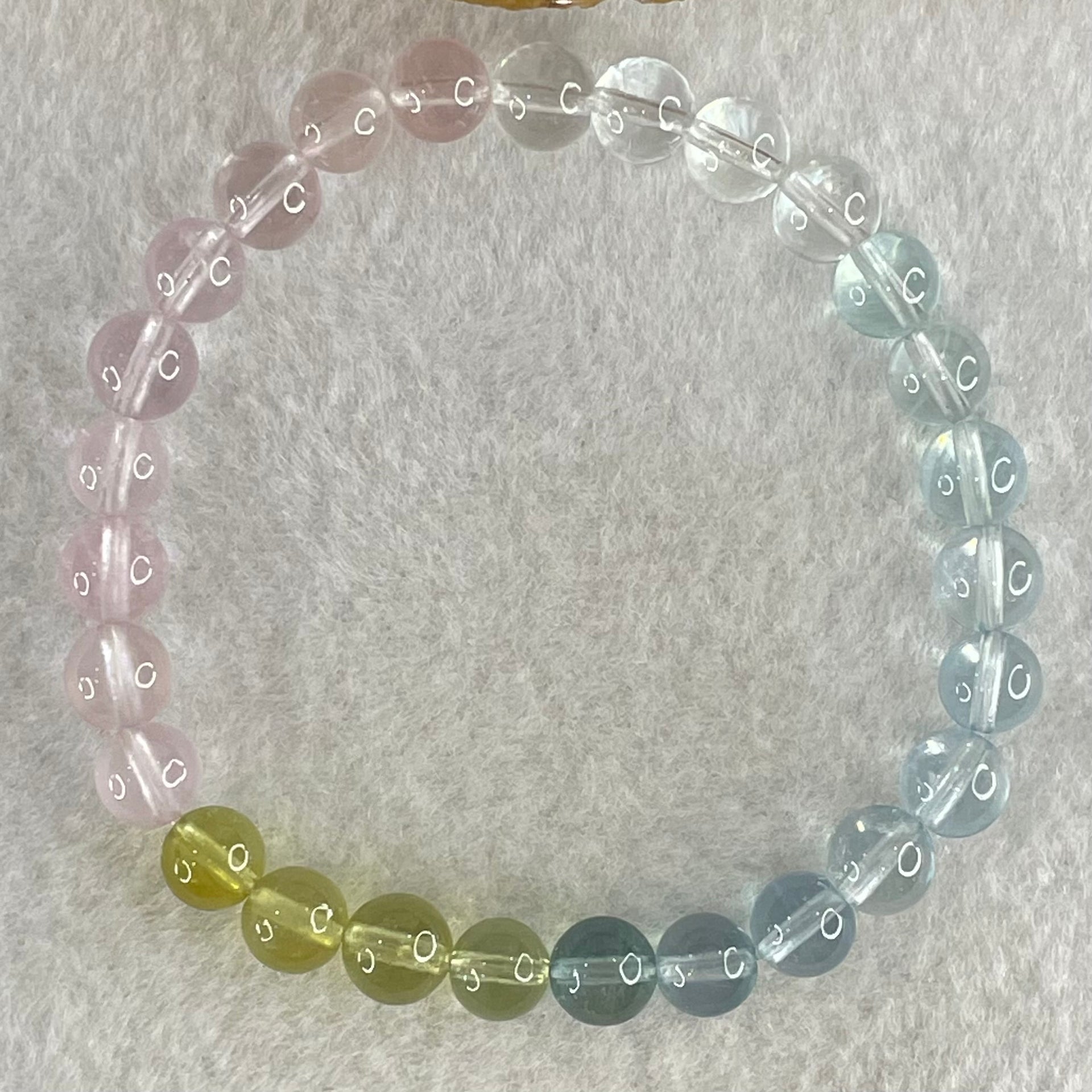 Very Very High Grade Transparent Natural Morganite Beryl Beads Bracelet 13.78g 16cm 7.3mm 27 Beads - Huangs Jadeite and Jewelry Pte Ltd