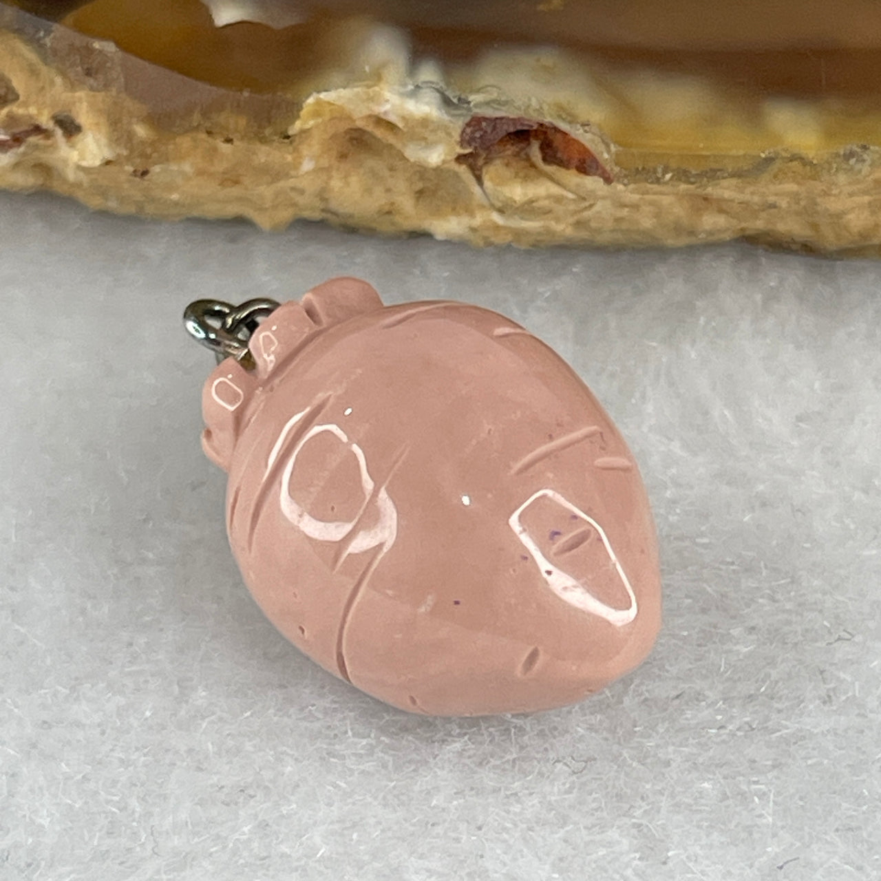Natural Pink Gobi Agate Carrot Charm 2.68g 15.7 by 11.7mm - Huangs Jadeite and Jewelry Pte Ltd