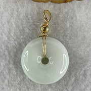 Natural Type A Faint Green to White Jadeite Ping An Kou Pendant | 21mm Ultra-Thick Jade Peace Disc Talisman (6.86g | 21.4 x 7.1mm) - Huangs Jadeite and Jewelry Pte Ltd