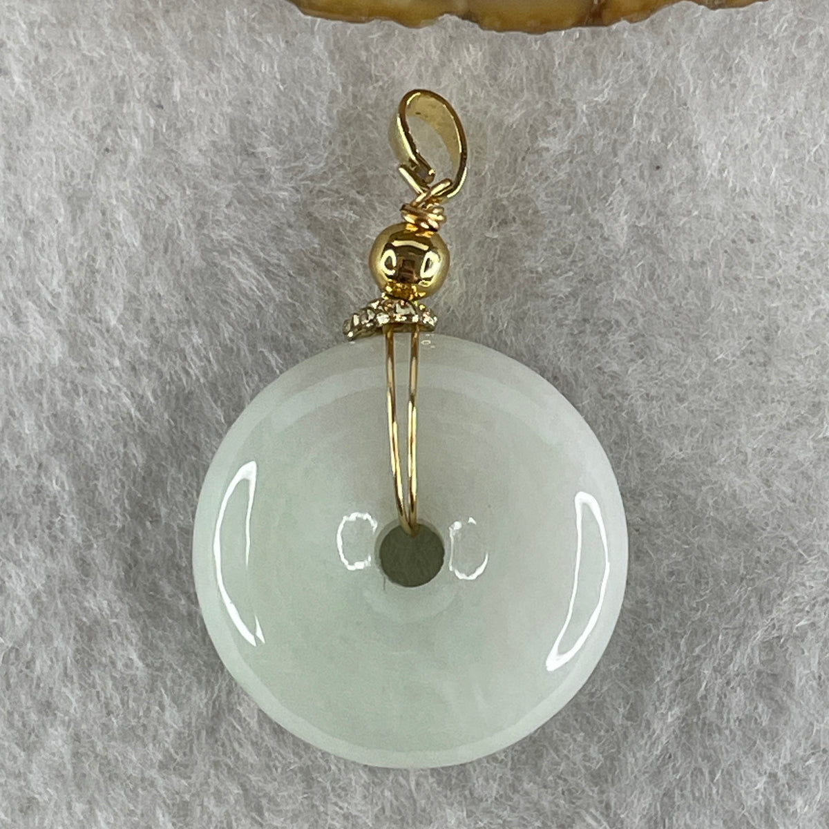 Natural Type A Faint Green to White Jadeite Ping An Kou Pendant | 21mm Ultra-Thick Jade Peace Disc Talisman (6.86g | 21.4 x 7.1mm) - Huangs Jadeite and Jewelry Pte Ltd