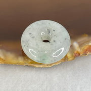 Type A Semi Icy Light Green With Wuji Grey Spots Jadeite Ping An Kou Donut Pendant 3.23g 16.1 by 6.2mm - Huangs Jadeite and Jewelry Pte Ltd