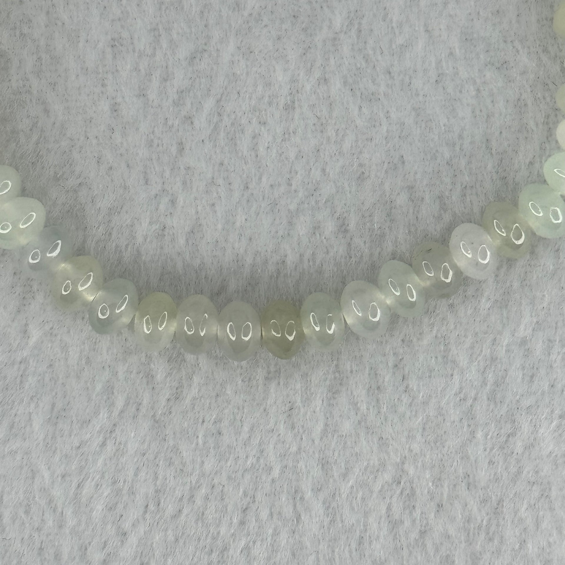 Type A Icy Faint Green to White  Jadeite Donut Beads Bracelet 10.325g 15.5cm 5.7mm 45 Beads - Huangs Jadeite and Jewelry Pte Ltd