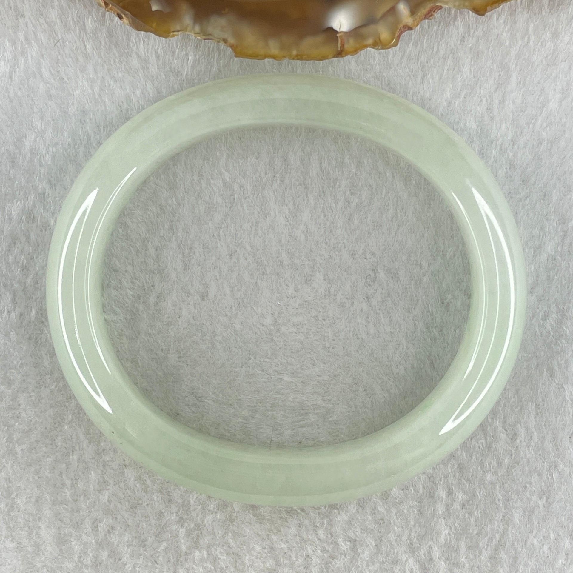 Type A Natural Jelly Light Green Jadeite Oval Bangle 47.17g Inner Diameter 54.6mm 12.3 by 8.2mm (Internal Line) - Huangs Jadeite and Jewelry Pte Ltd