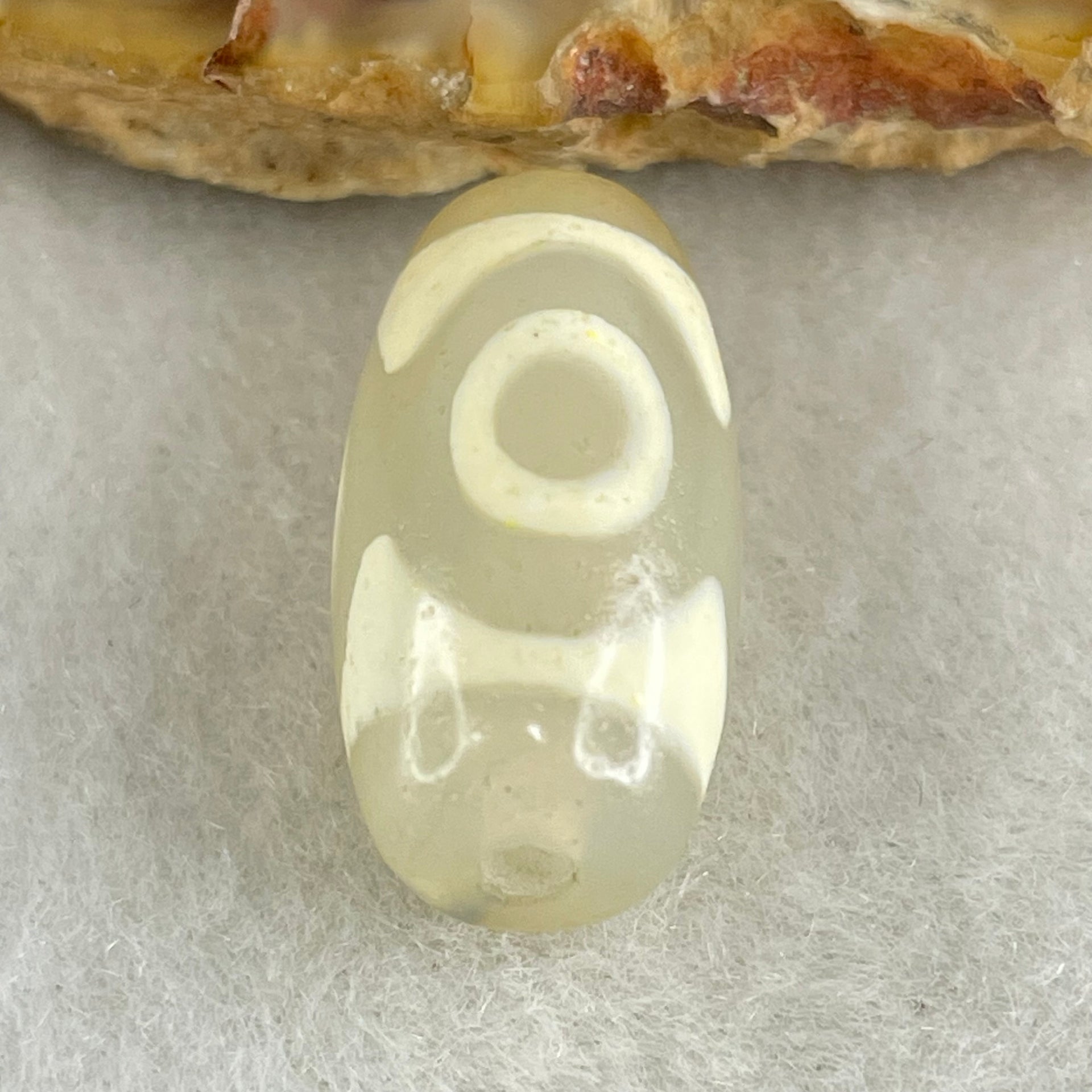 Natural Powerful Tibetan Old Oily Agate 3 Eyes Dzi Bead Heavenly Master (Tian Zhu) 三眼天诛 3.27g 19.8 by 10.6mm - Huangs Jadeite and Jewelry Pte Ltd