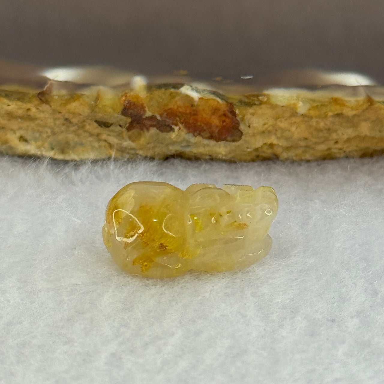 Natural Golden Rutilated Pixiu Charm 2.61g 18.0 by 11.8 by 7.8mm - Huangs Jadeite and Jewelry Pte Ltd