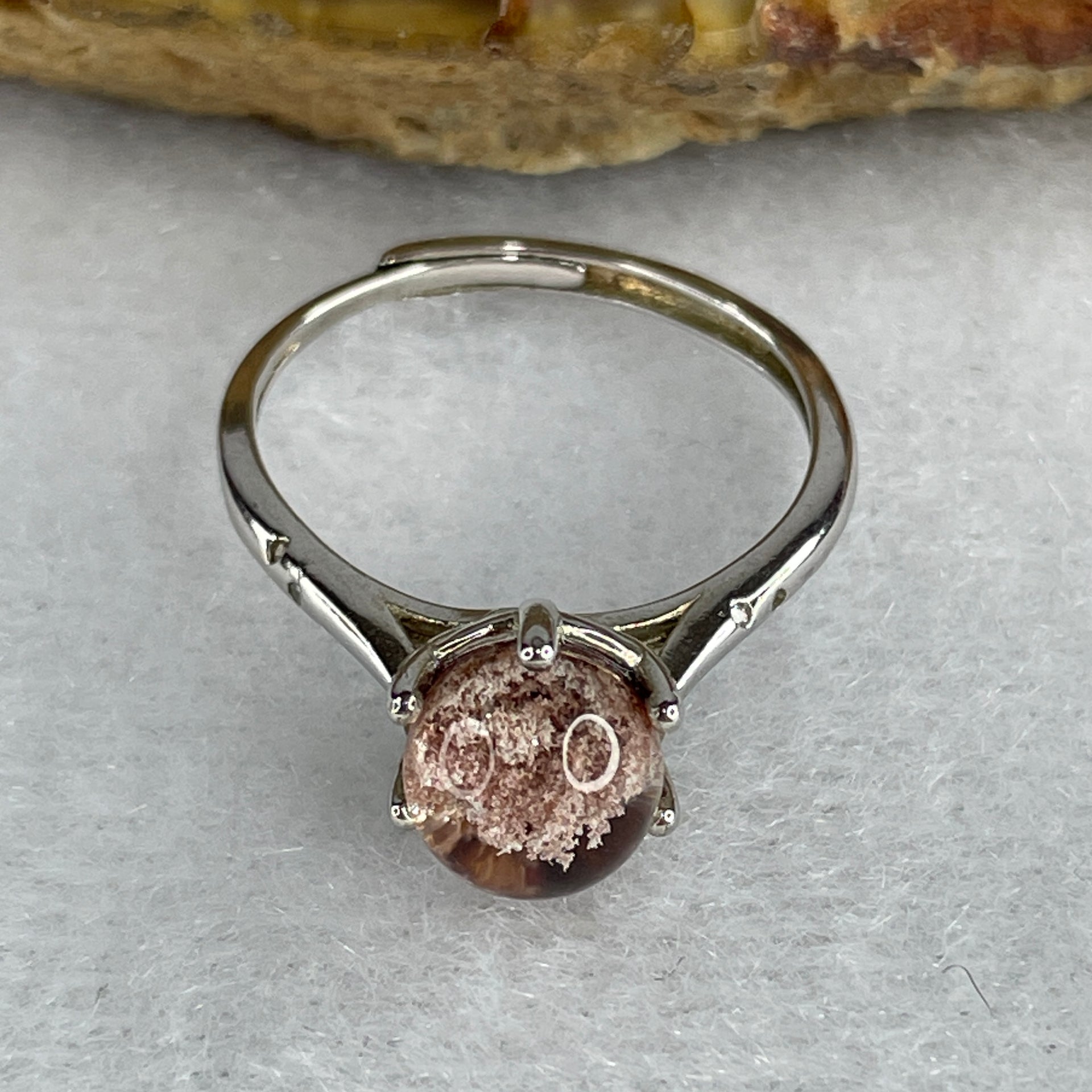 Good Grade Natural Red Phantom Quartz Ring in S925 Sliver 2.22g 7.5mm (Adjustable Size) - Huangs Jadeite and Jewelry Pte Ltd