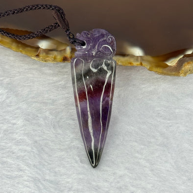 Natural Auralite 23 Pixiu on Dragon Tooth Pendent 天然极光23貔貅龙呀牌 8.27g 47.2 by 15.6 by 7.4mm