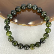 Above Average Grade Natural Green Cats Eye Tourmaline Beads Bracelet 22.44g 16cm 8.8mm 22 Beads - Huangs Jadeite and Jewelry Pte Ltd